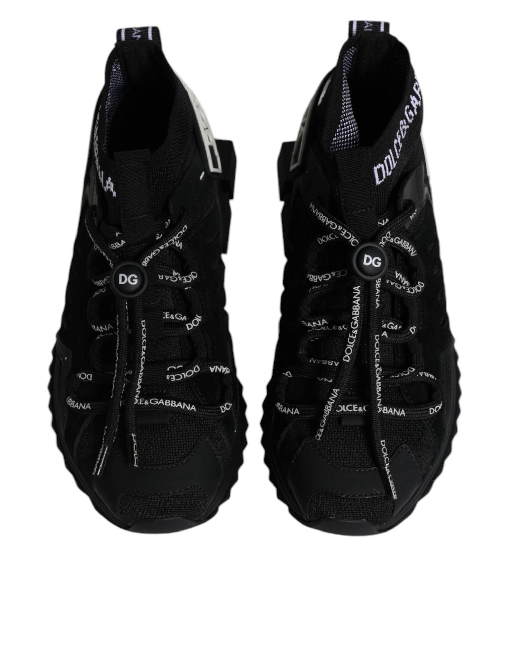 Dolce & Gabbana Black Sorrento Socks Logo Sneakers Shoes - Hilstor