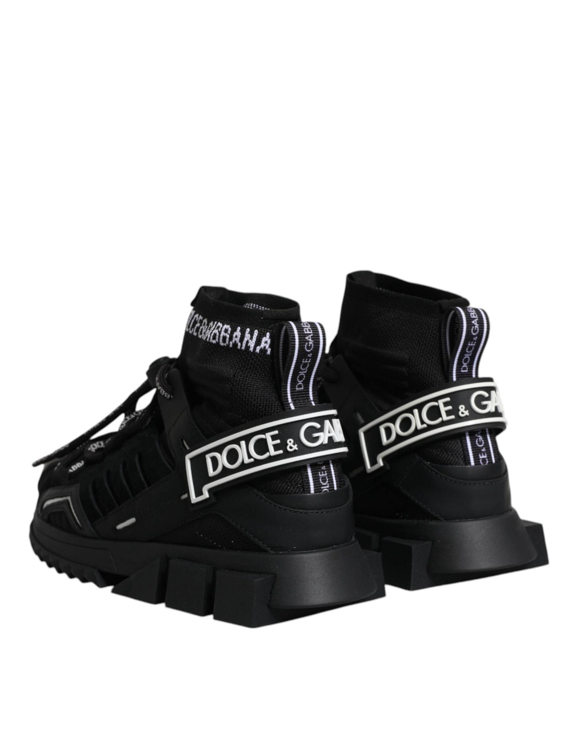 Dolce & Gabbana Black Sorrento Socks Logo Sneakers Shoes - Hilstor