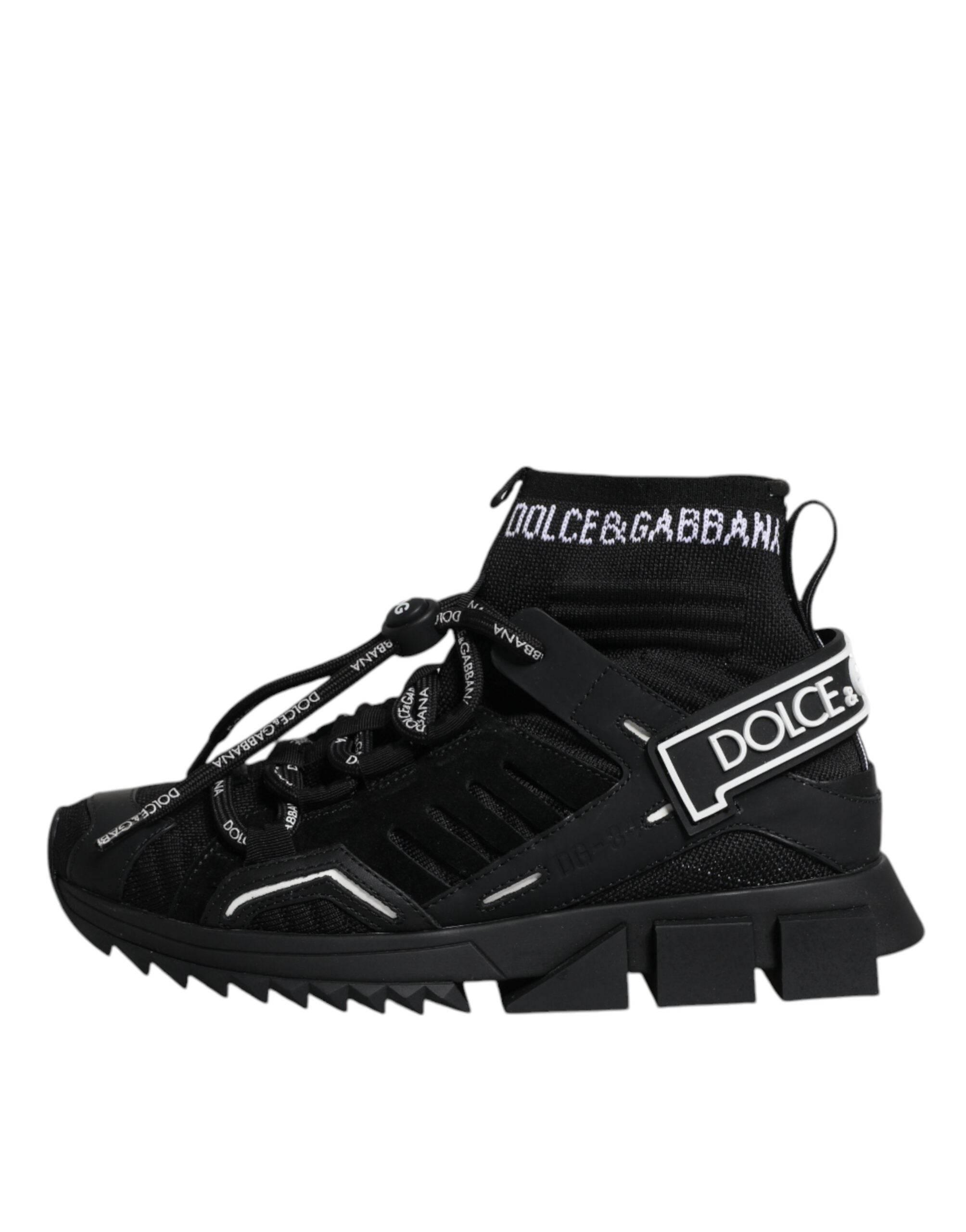 Dolce & Gabbana Black Sorrento Socks Logo Sneakers Shoes - Hilstor