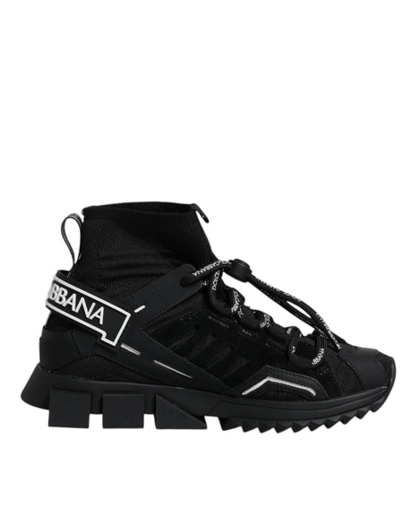 Dolce & Gabbana Black Sorrento Socks Logo Sneakers Shoes - Hilstor