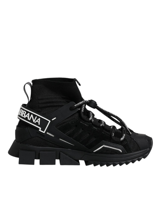 Dolce & Gabbana Black Sorrento Socks Logo Sneakers Shoes - Hilstor