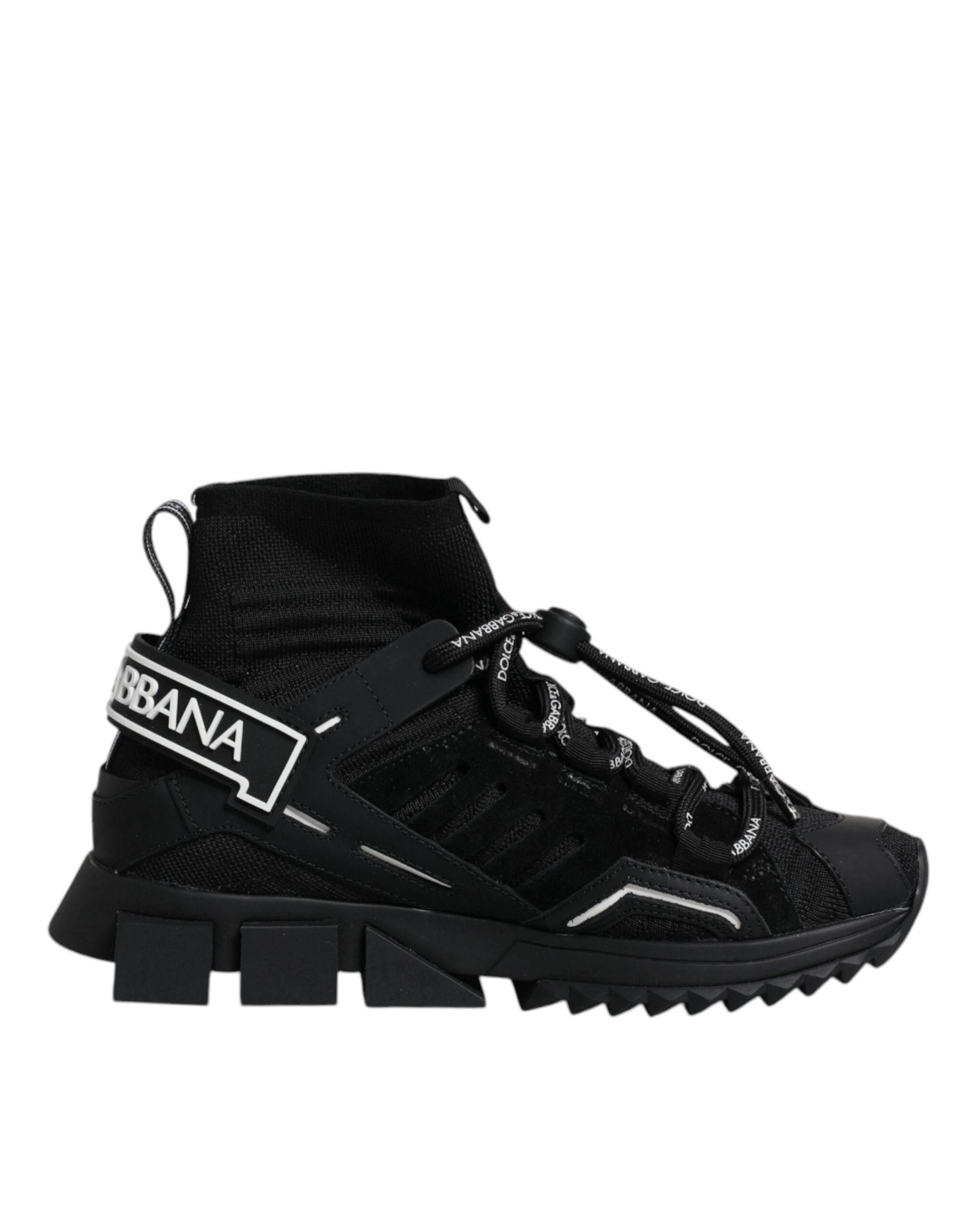 Dolce & Gabbana Black Sorrento Socks Logo Sneakers Shoes - Hilstor