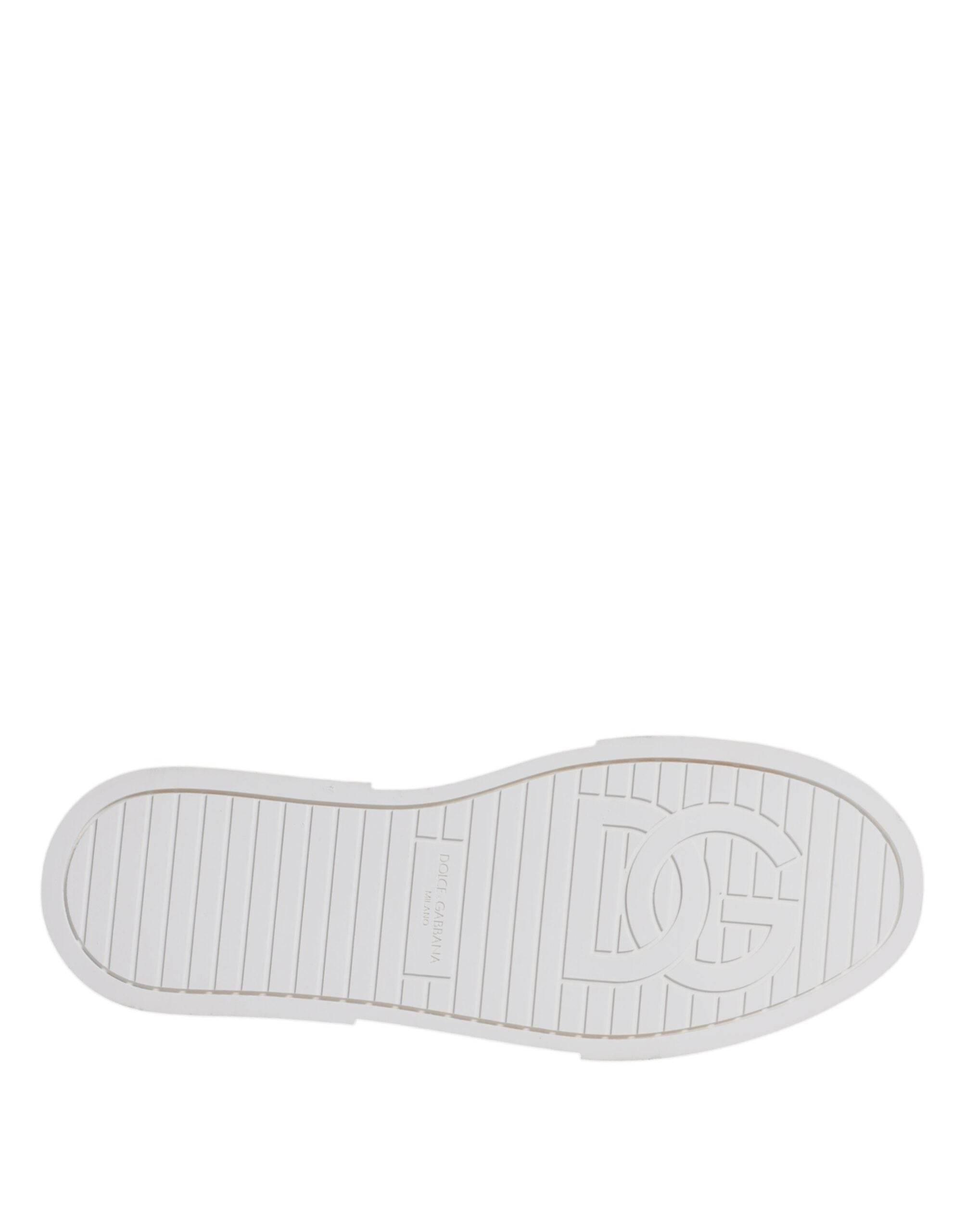 Dolce & Gabbana Blue White Canvas Logo Low Top Sneakers Shoes - Hilstor