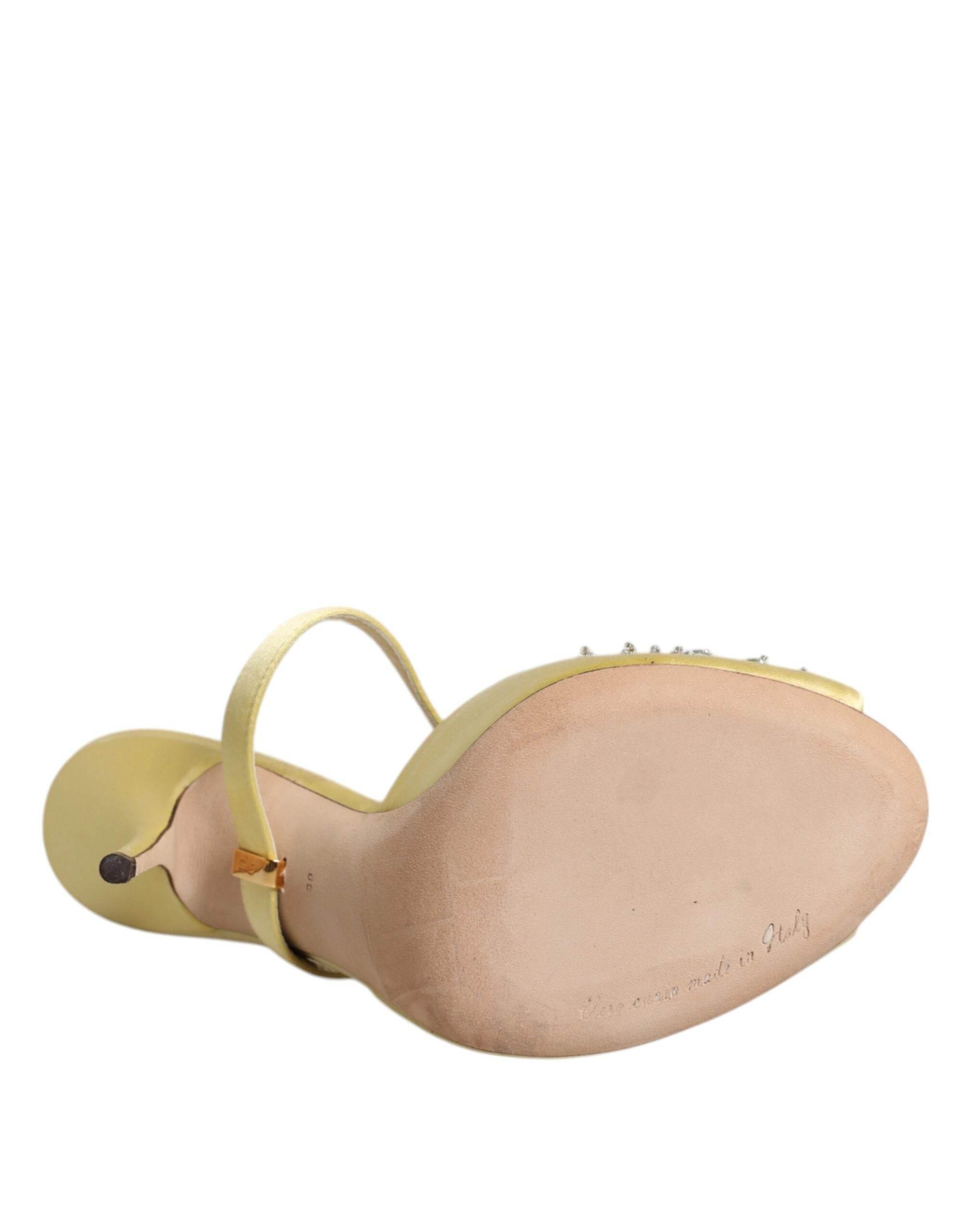 Dolce & Gabbana Yellow Crystal Slides KEIRA Sandals Shoes - Hilstor