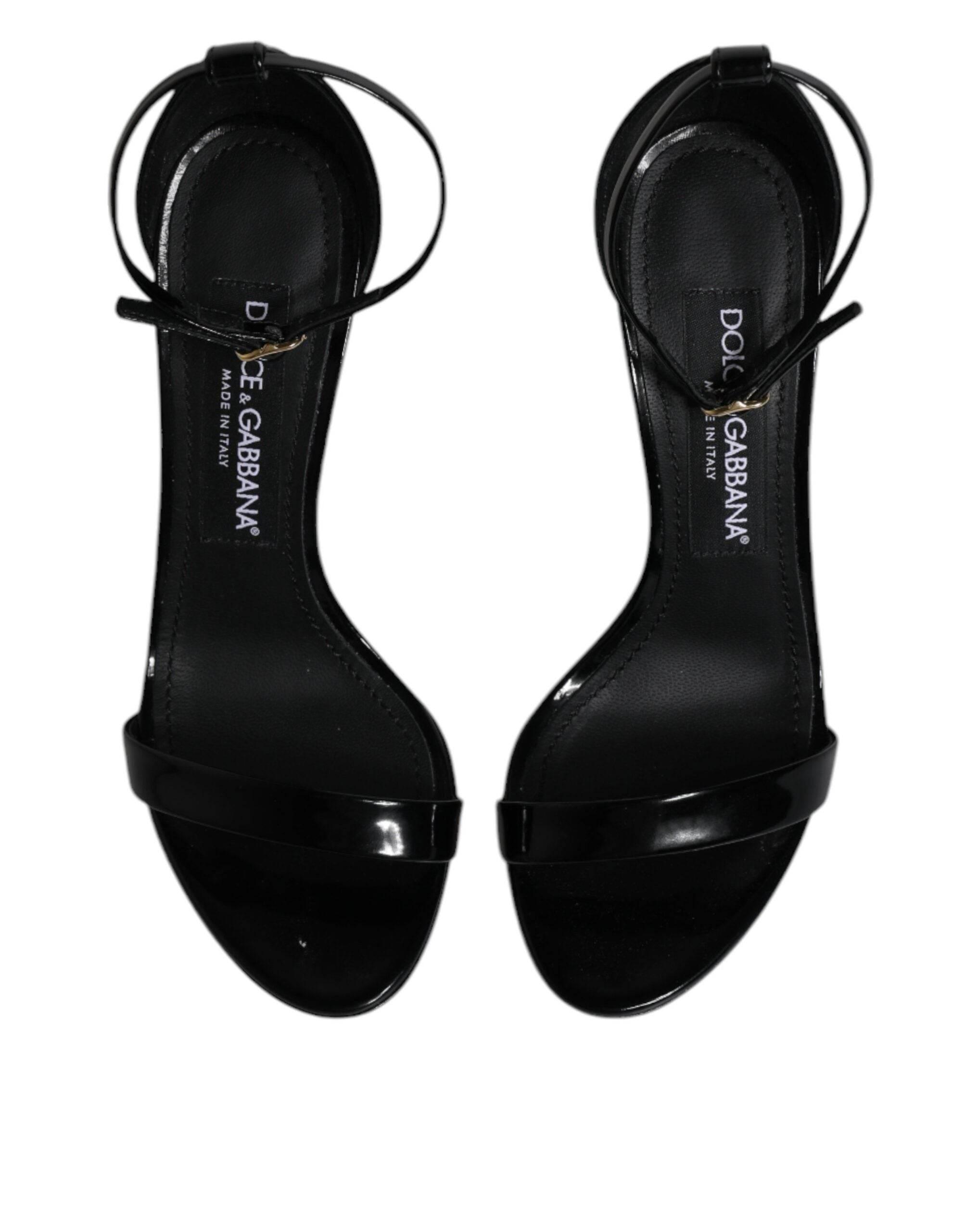 Dolce & Gabbana Black KEIRA Heels Ankle Strap Sandals Shoes - Hilstor