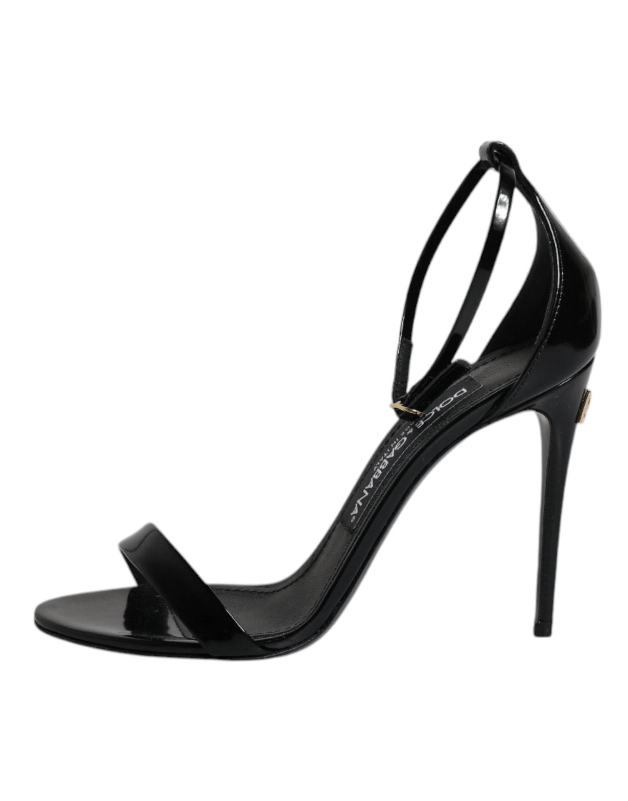 Dolce & Gabbana Black KEIRA Heels Ankle Strap Sandals Shoes - Hilstor