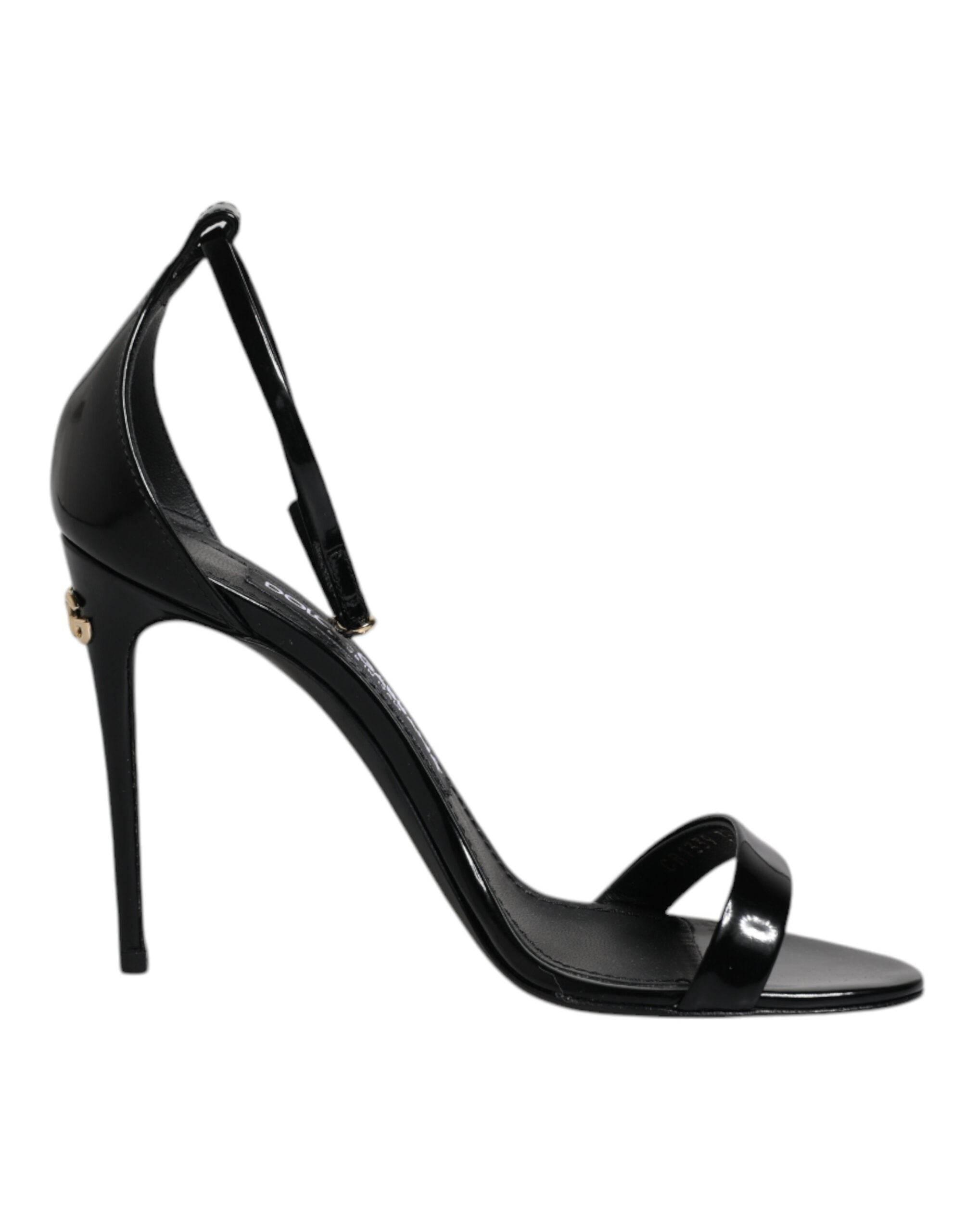 Dolce & Gabbana Black KEIRA Heels Ankle Strap Sandals Shoes - Hilstor