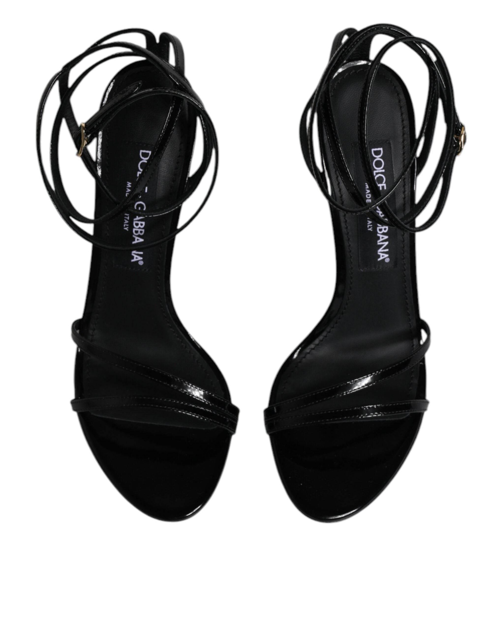 Dolce & Gabbana Black KEIRA Heels Ankle Strap Sandals Shoes - Hilstor