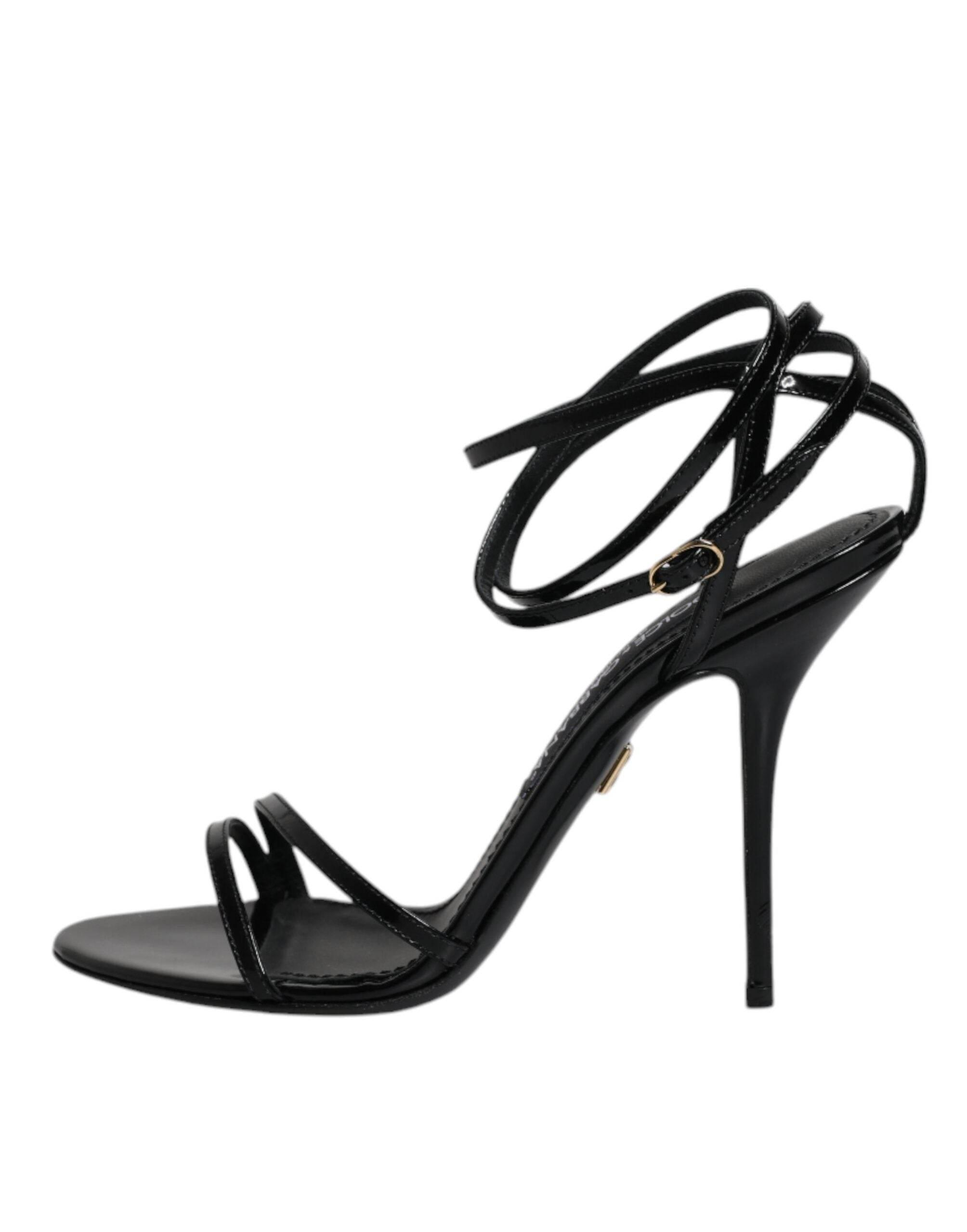 Dolce & Gabbana Black KEIRA Heels Ankle Strap Sandals Shoes - Hilstor