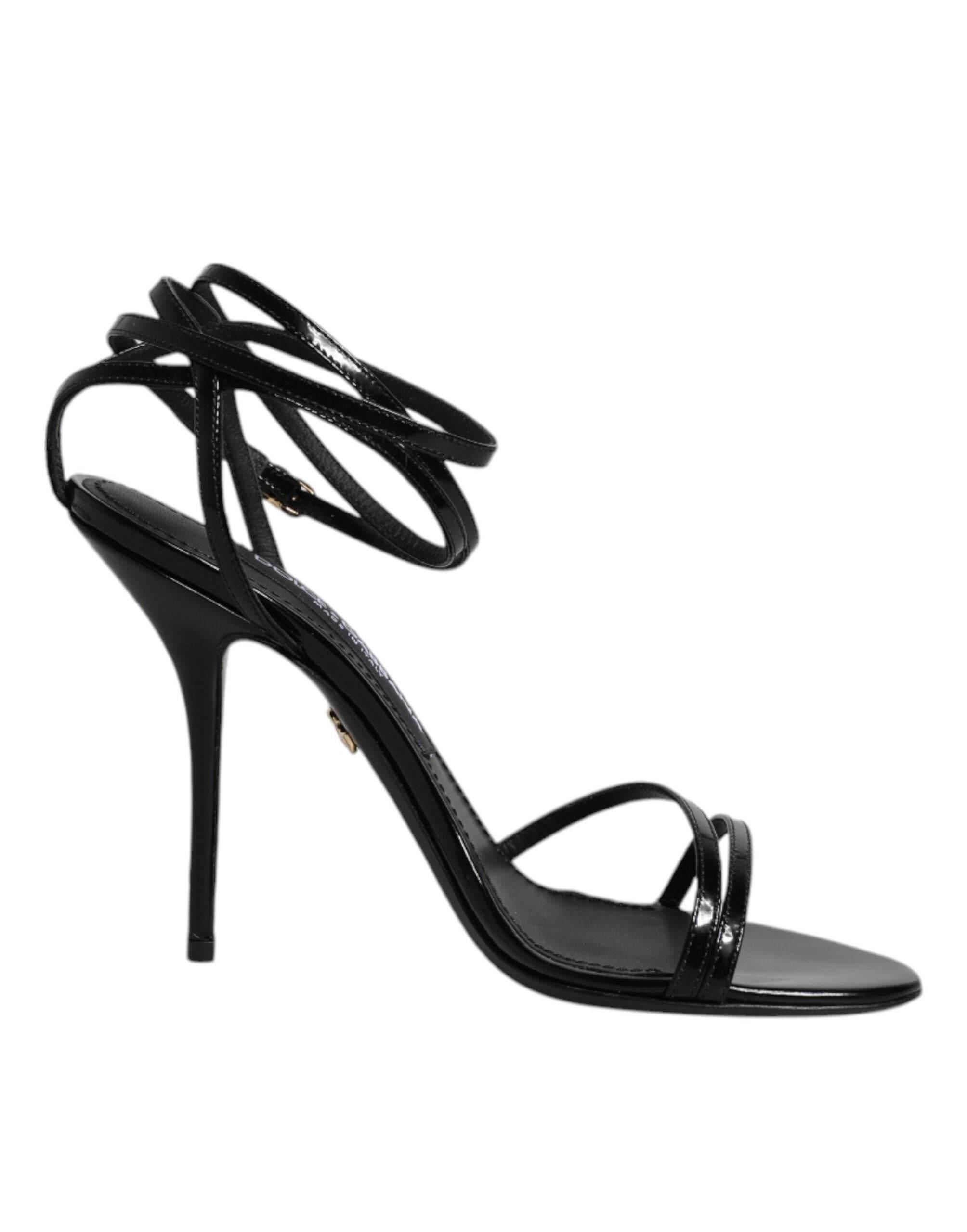 Dolce & Gabbana Black KEIRA Heels Ankle Strap Sandals Shoes - Hilstor