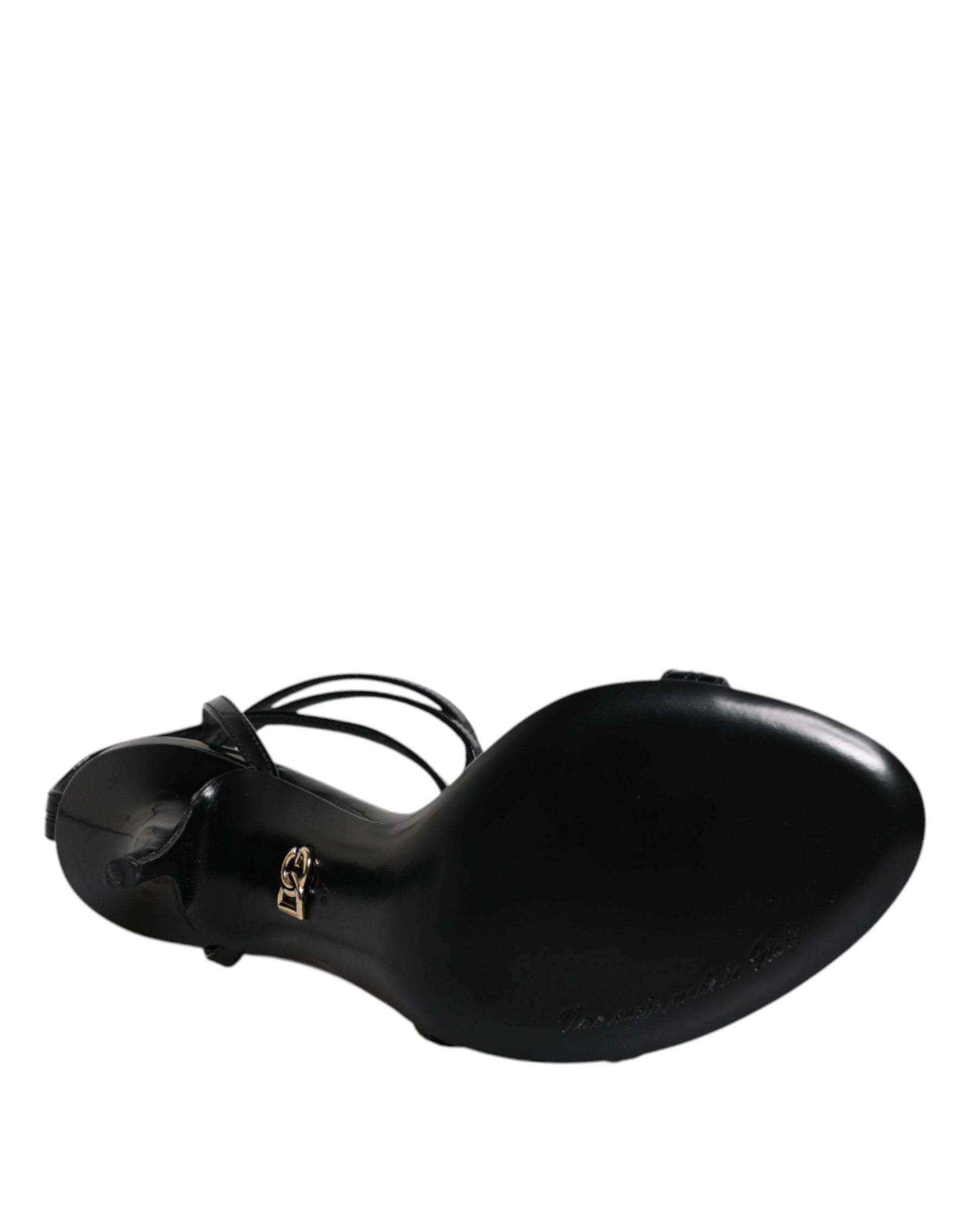 Dolce & Gabbana Black KEIRA Heels Ankle Strap Sandals Shoes - Hilstor