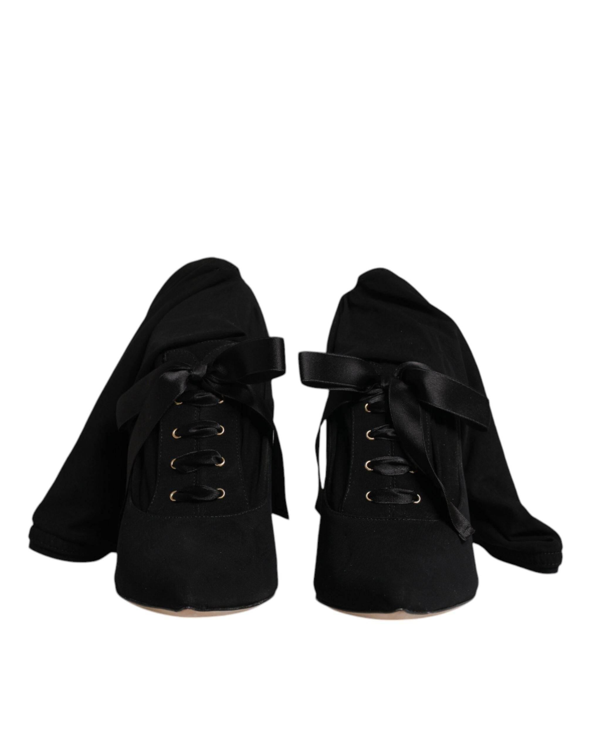 Dolce & Gabbana Black Stiletto Heels Mid Calf Boots Shoes - Hilstor