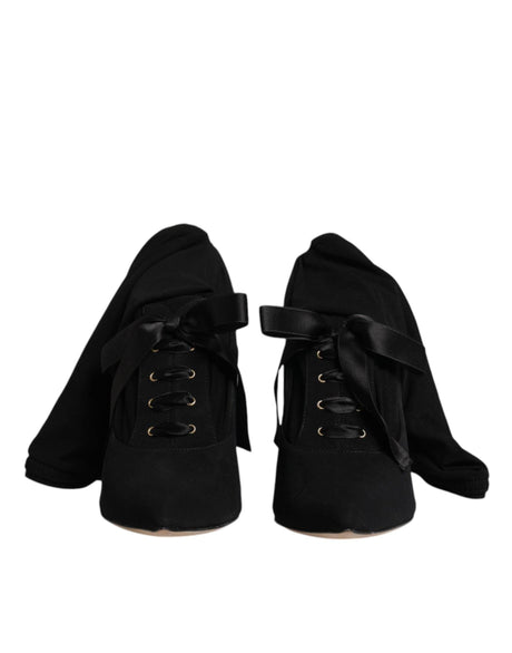 Dolce & Gabbana Black Stiletto Heels Mid Calf Boots Shoes - Hilstor