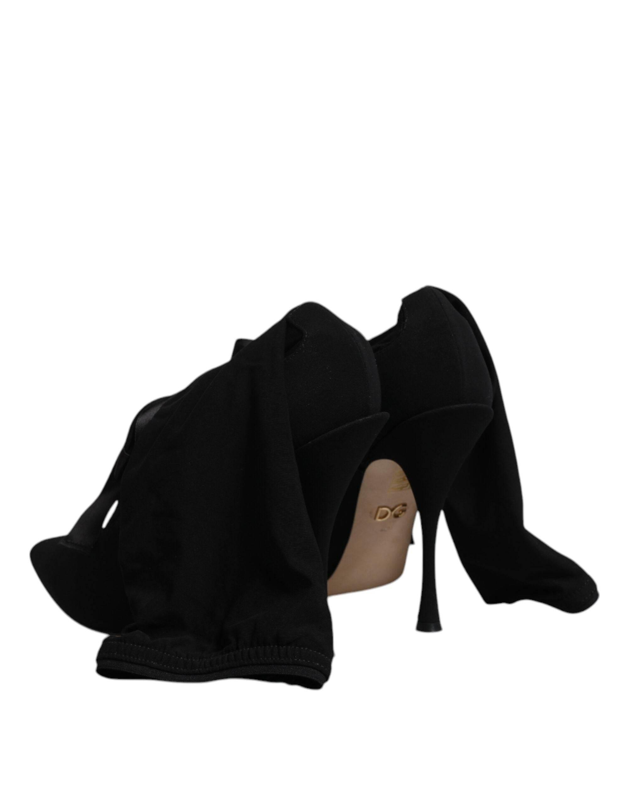 Dolce & Gabbana Black Stiletto Heels Mid Calf Boots Shoes - Hilstor