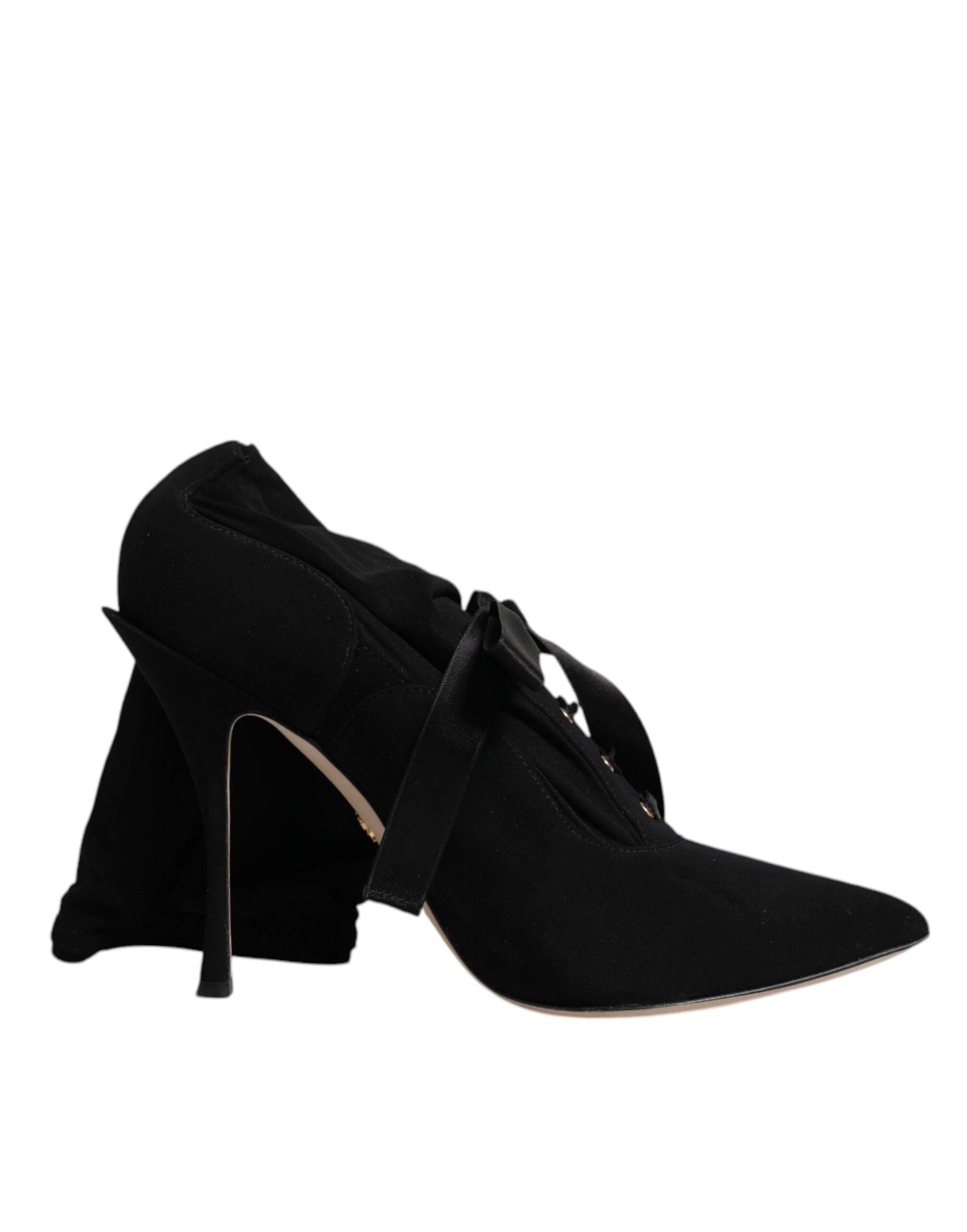 Dolce & Gabbana Black Stiletto Heels Mid Calf Boots Shoes - Hilstor
