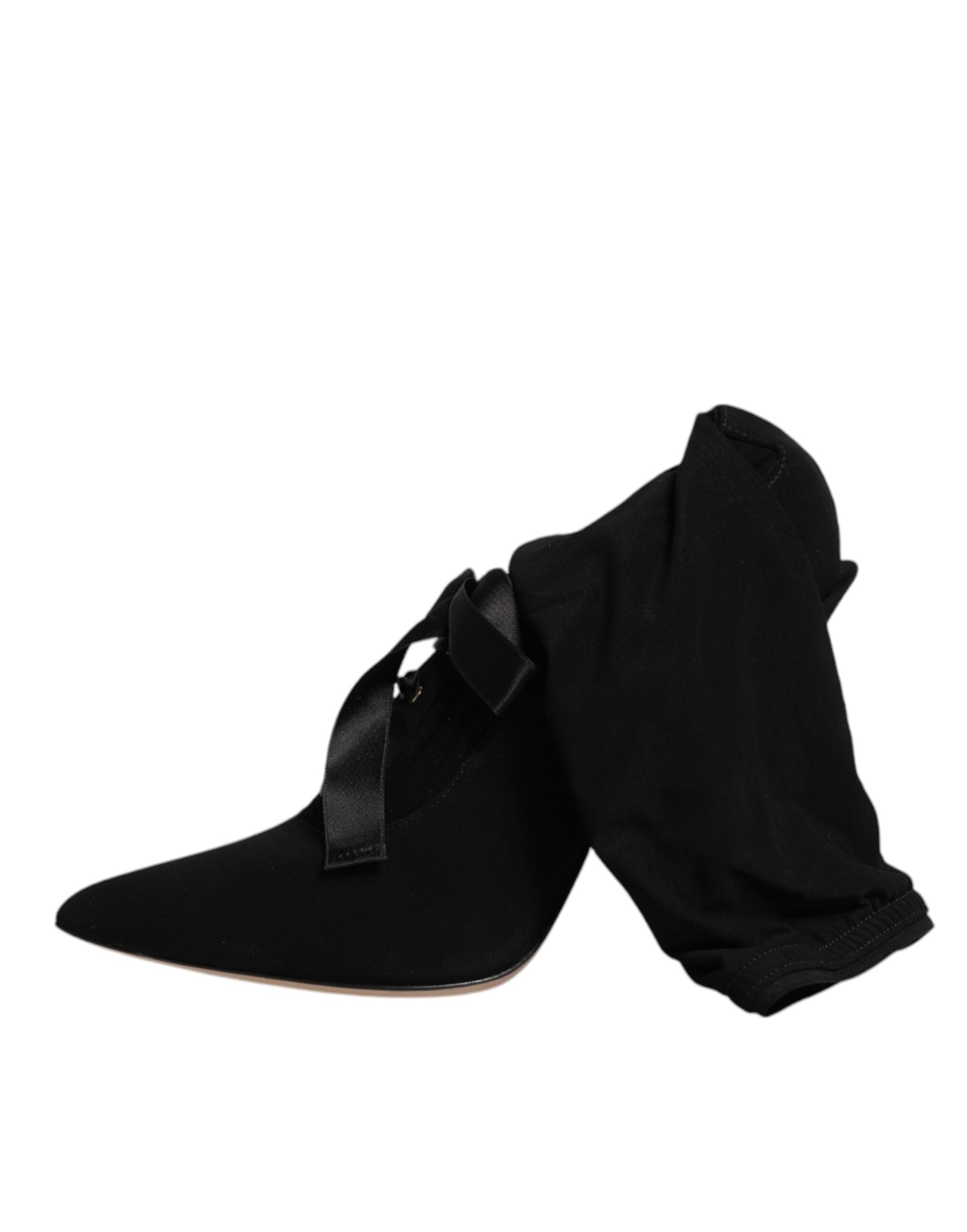 Dolce & Gabbana Black Stiletto Heels Mid Calf Boots Shoes