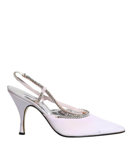 Dolce & Gabbana White Strass Crystal Slingbacks Pumps Shoes - Hilstor