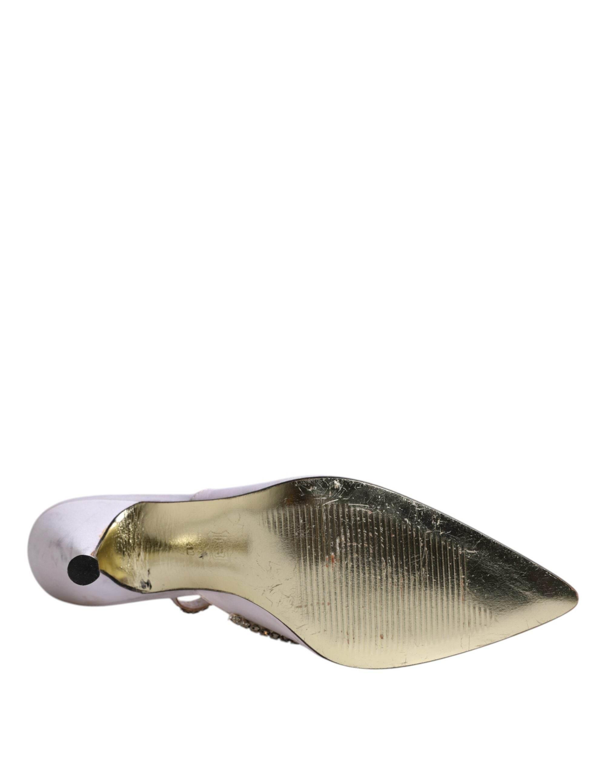 Dolce & Gabbana White Strass Crystal Slingbacks Pumps Shoes - Hilstor