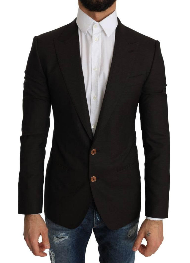 Dolce & Gabbana Sleek Slim Brown Virgin Wool Blazer Jacket - Hilstor