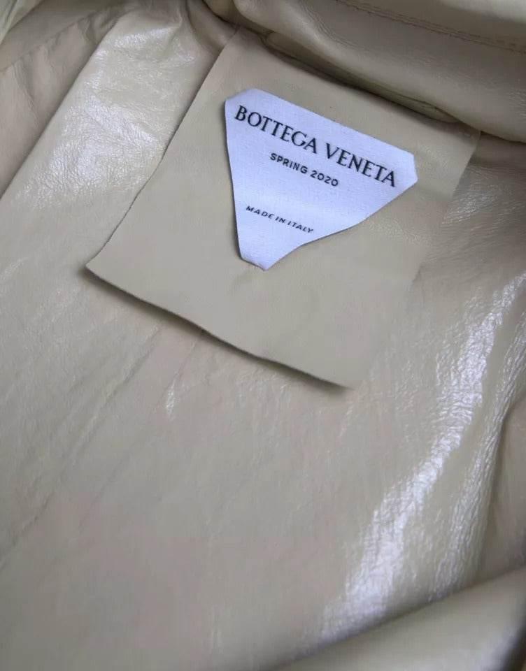 Bottega Veneta Beige Lambskin Leather Trench Coat Jacket - Hilstor