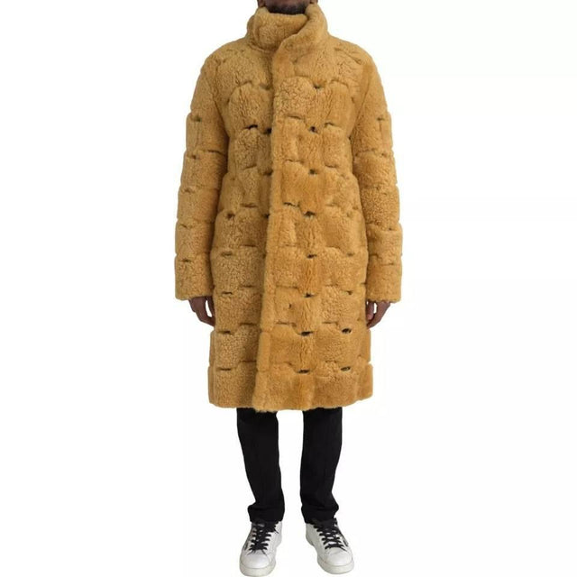 Bottega Veneta Yellow Wool Long Teddy Coat Jacket - Hilstor