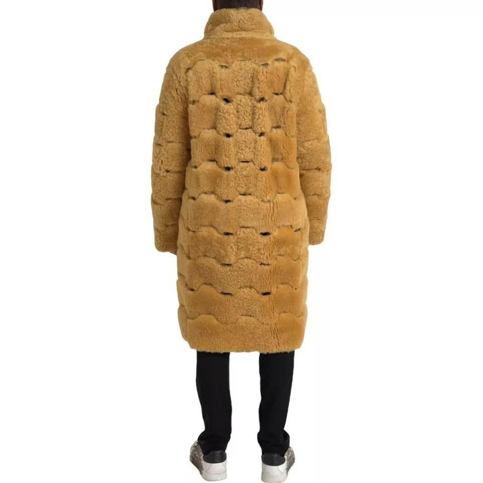 Bottega Veneta Yellow Wool Long Teddy Coat Jacket - Hilstor