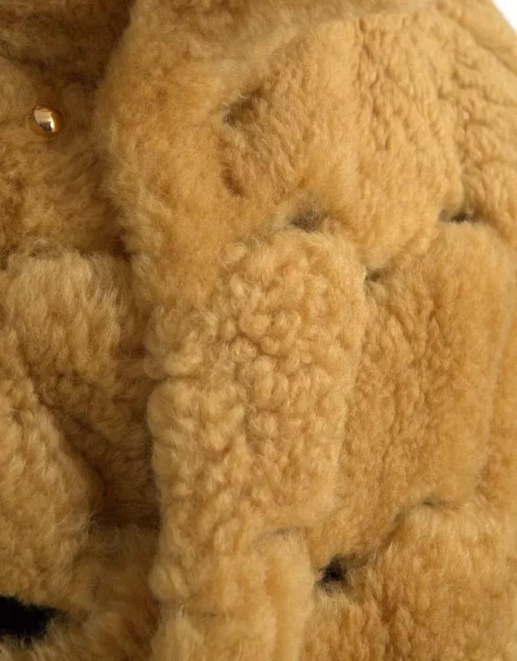 Bottega Veneta Yellow Wool Long Teddy Coat Jacket - Hilstor
