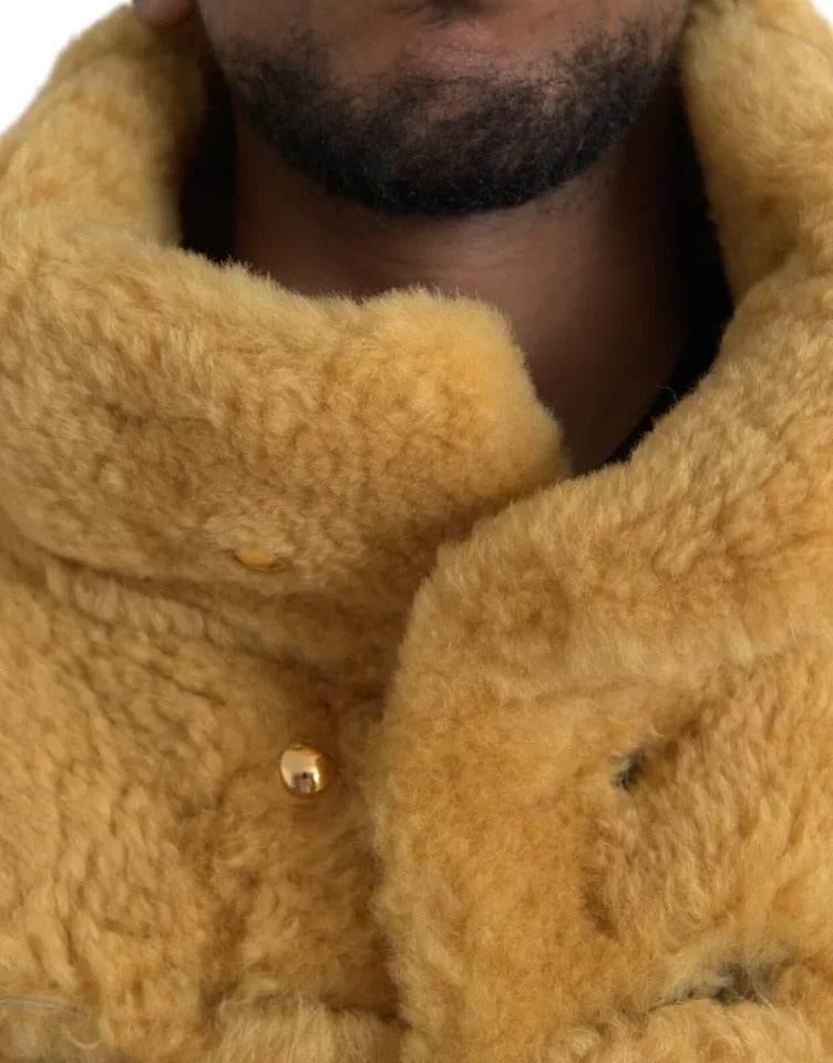 Bottega Veneta Yellow Wool Long Teddy Coat Jacket - Hilstor