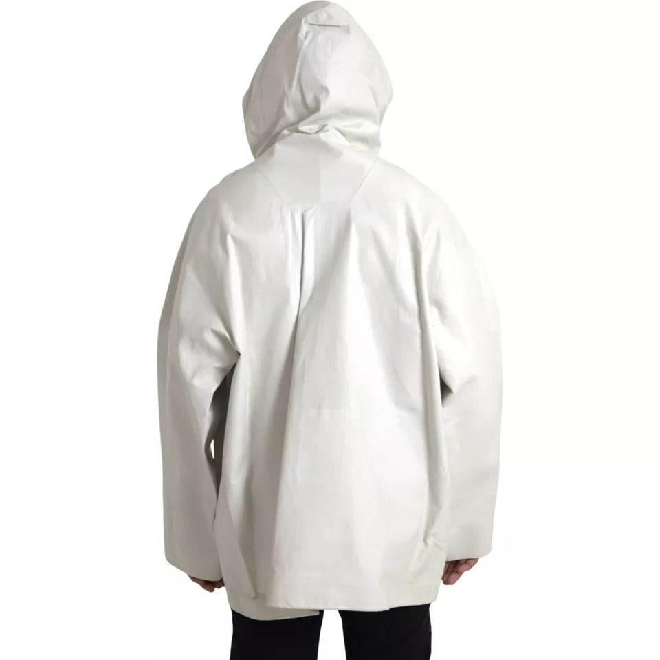 Bottega Veneta White Leather Men Waterproof Jacket Blouson - Hilstor