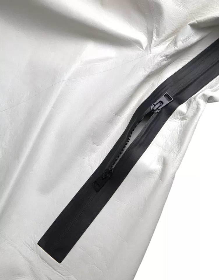 Bottega Veneta White Leather Men Waterproof Jacket Blouson - Hilstor