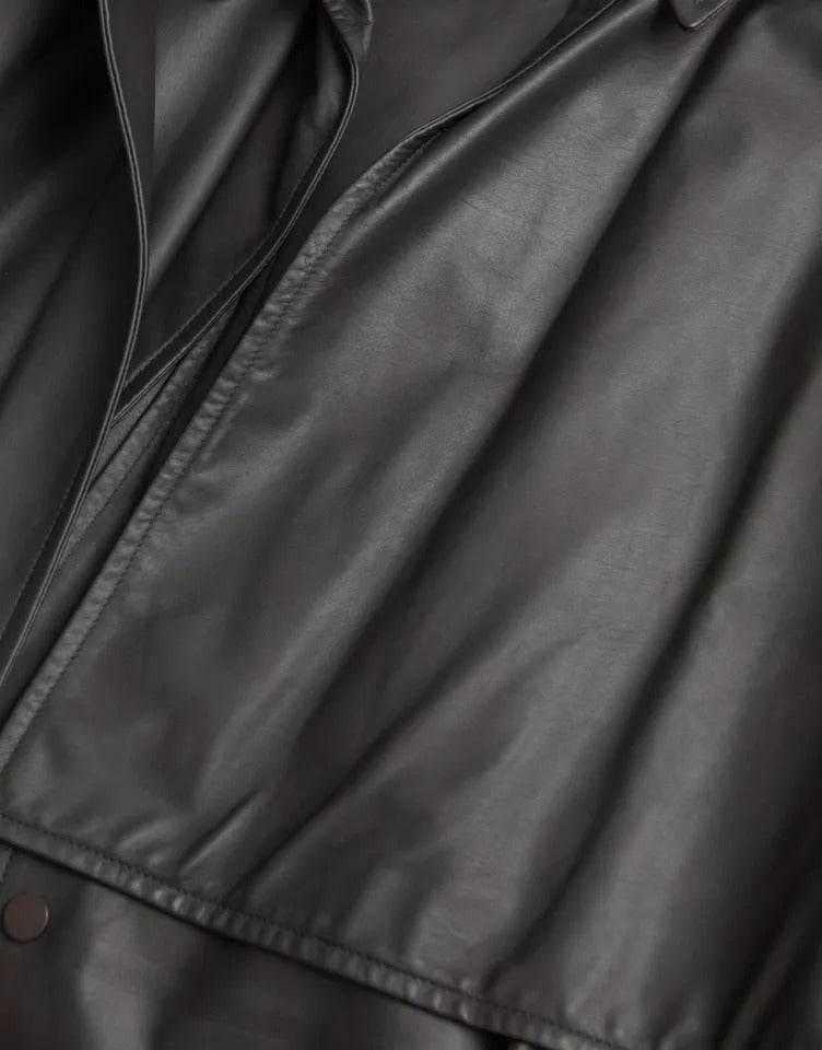 Bottega Veneta Black Leather Men Waterproof Trenchcoat Jacket - Hilstor