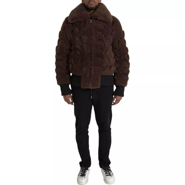 Bottega Veneta Brown Fur Lamb Shearling Coat Jacket - Hilstor