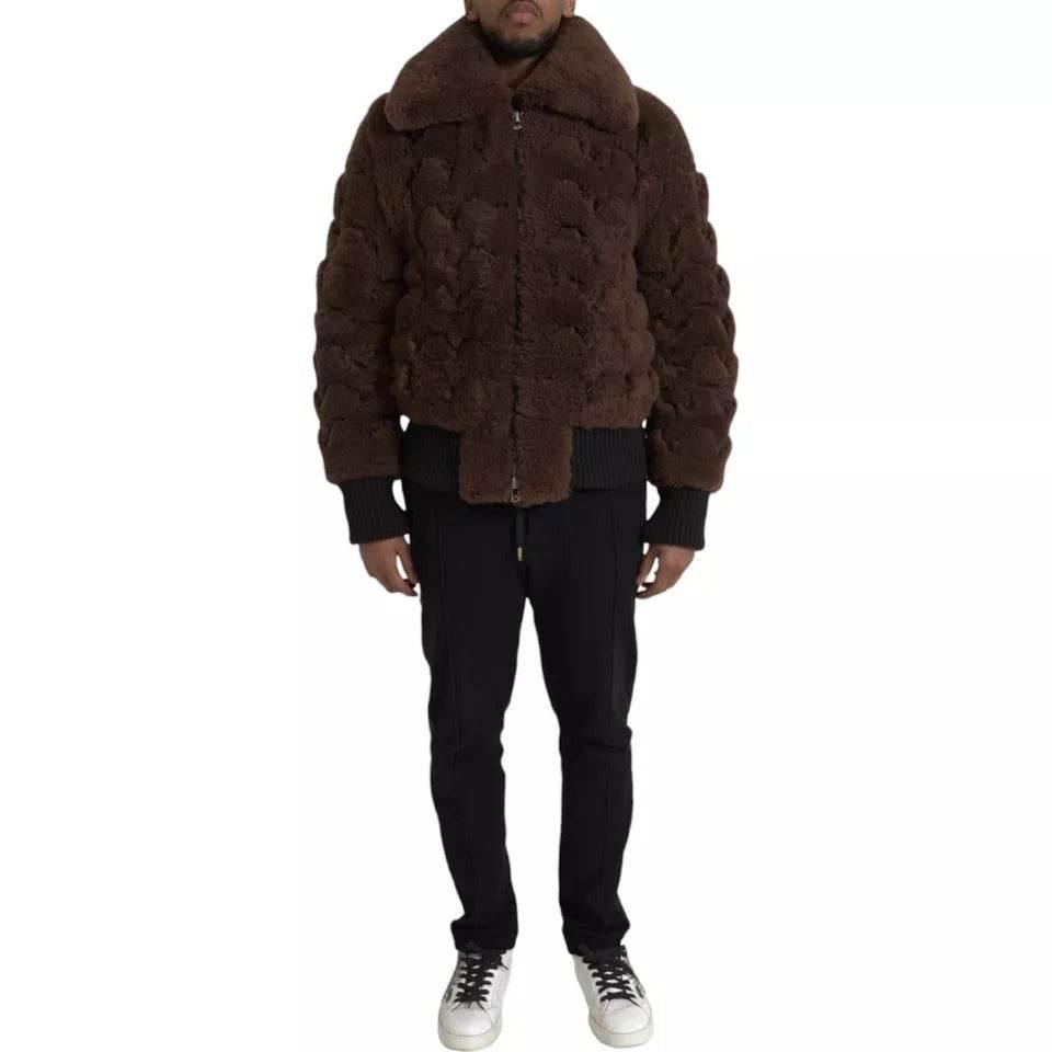 Bottega Veneta Brown Fur Lamb Shearling Coat Jacket - Hilstor