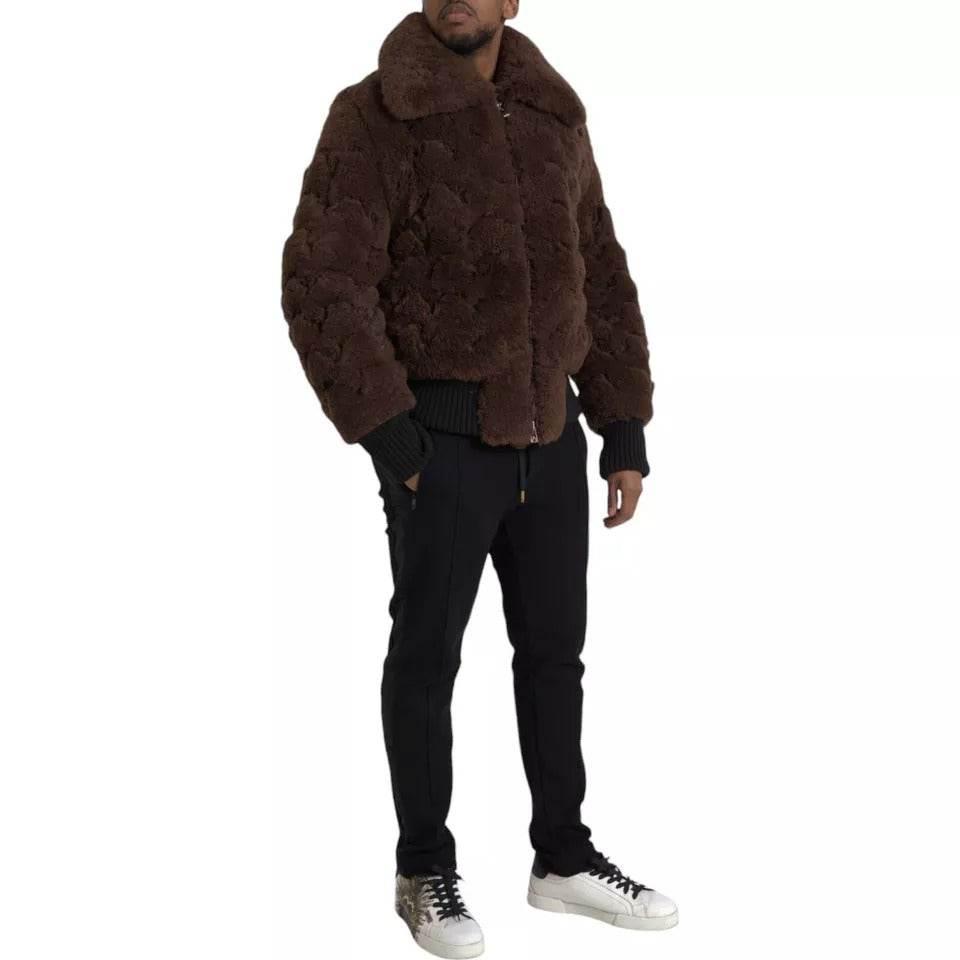 Bottega Veneta Brown Fur Lamb Shearling Coat Jacket - Hilstor