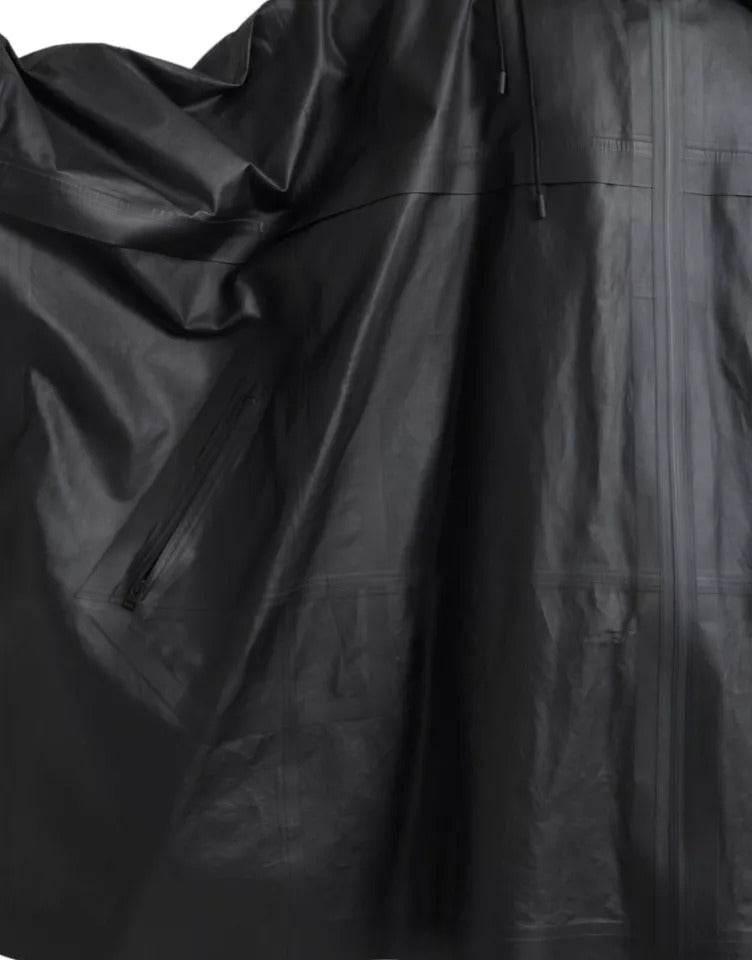 Bottega Veneta Black Leather Hooded Men Trenchcoat Jacket - Hilstor