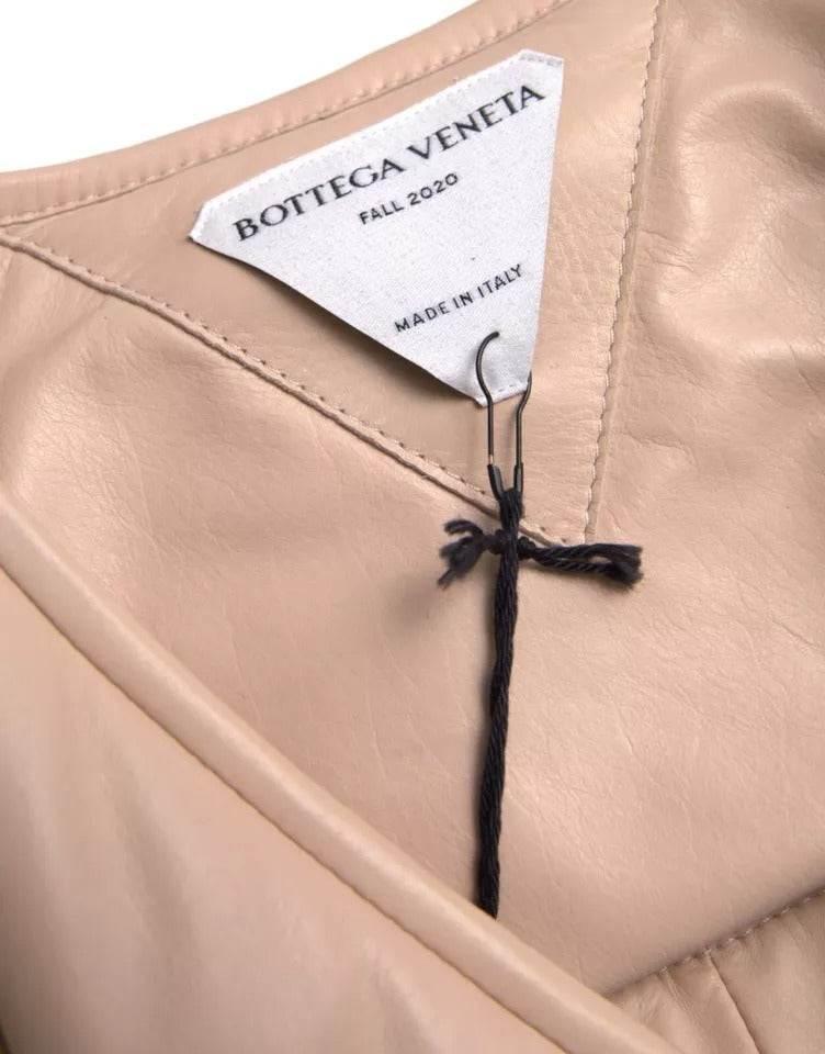 Bottega Veneta Beige Quilted Sleeveless Calf Leather Jacket - Hilstor