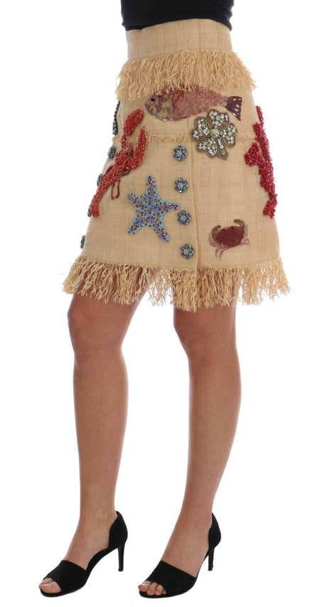 Dolce & Gabbana High-Waist Crystal-Embellished Skirt - Hilstor