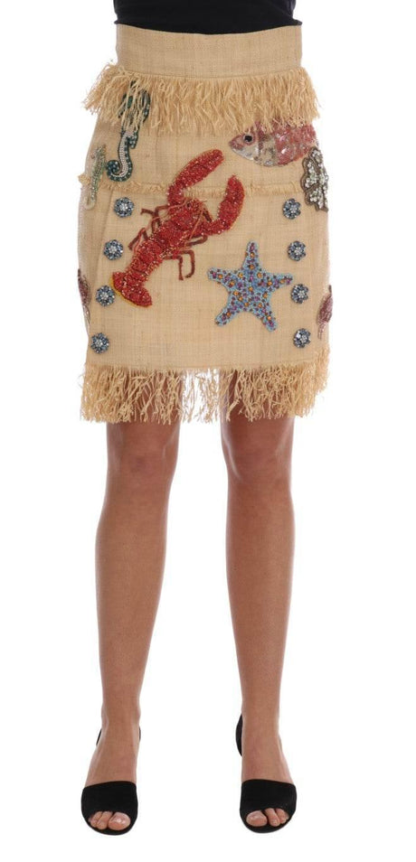 Dolce & Gabbana High-Waist Crystal-Embellished Skirt - Hilstor
