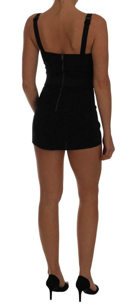 Dolce & Gabbana Elegant Black Floral Stretch Bodysuit Romper - Hilstor