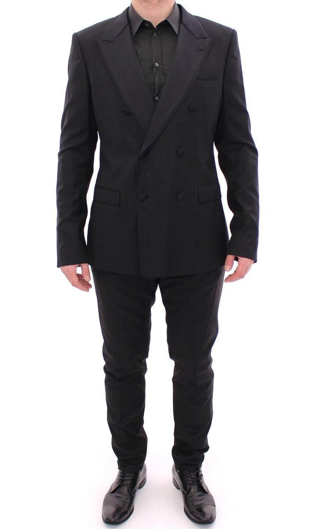 Dolce & Gabbana Elegant Black Striped Wool-Silk Blend Suit - Hilstor