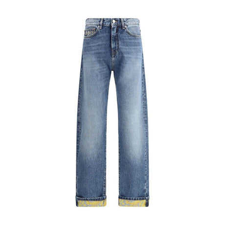 Versace Barocco Turn-Up Jeans - Hilstor