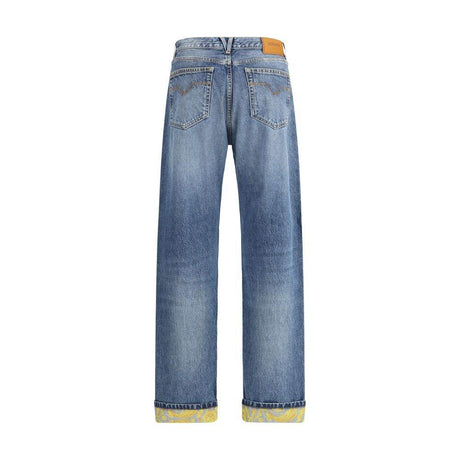 Versace Barocco Turn-Up Jeans - Hilstor