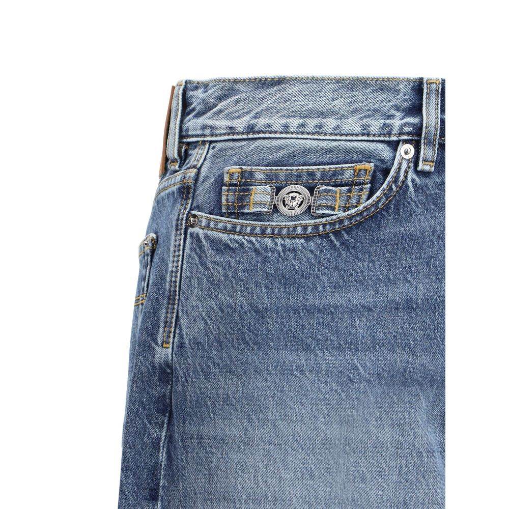 Versace Barocco Turn-Up Jeans - Hilstor