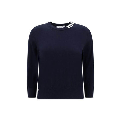 Thom Browne White bands crew neck Sweater - Hilstor