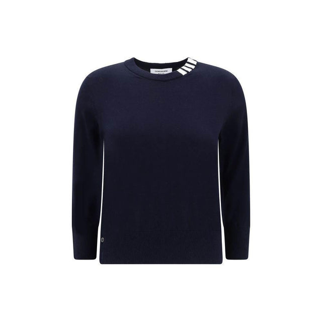 Thom Browne White bands crew neck Sweater - Hilstor