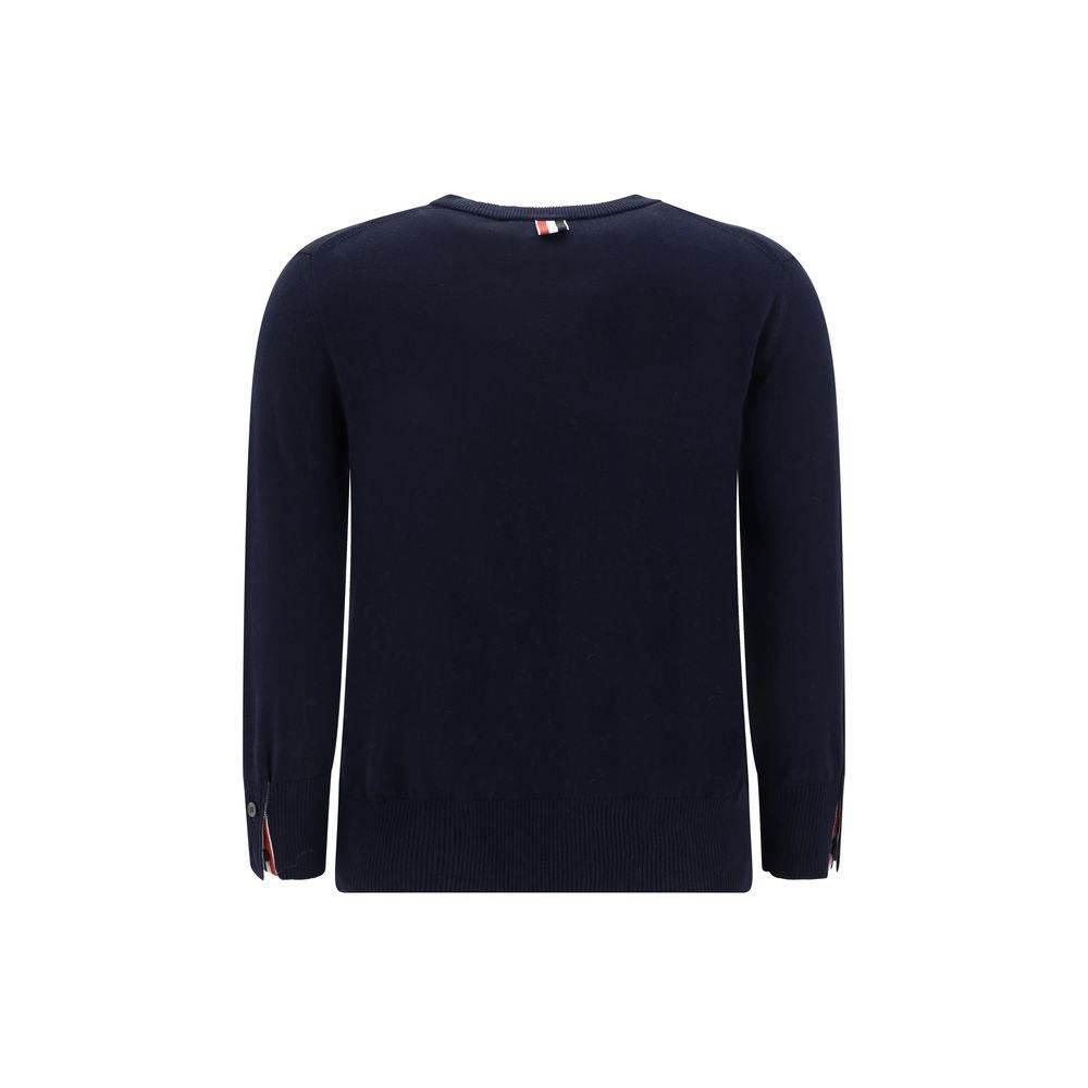 Thom Browne White bands crew neck Sweater - Hilstor