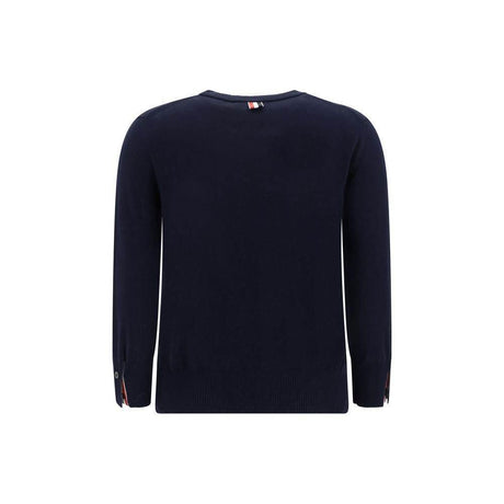 Thom Browne White bands crew neck Sweater - Hilstor