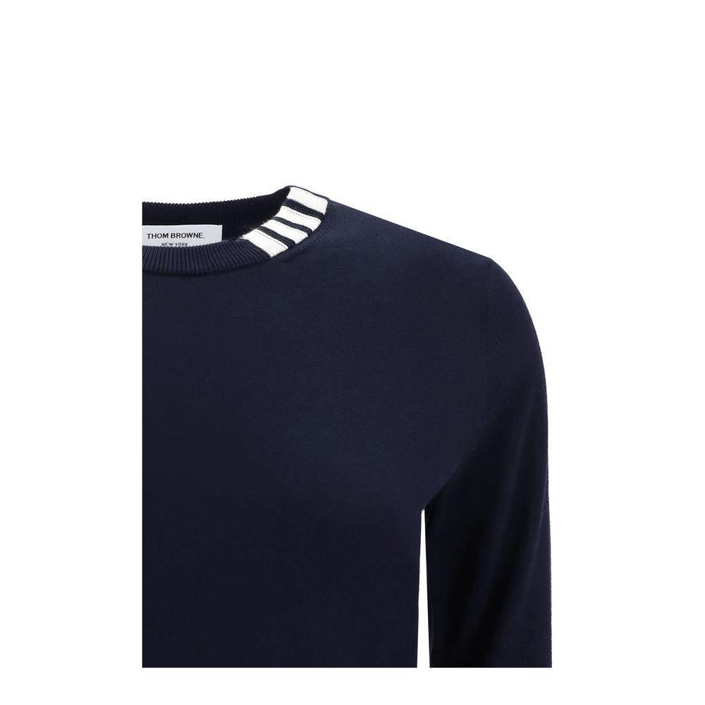 Thom Browne White bands crew neck Sweater - Hilstor
