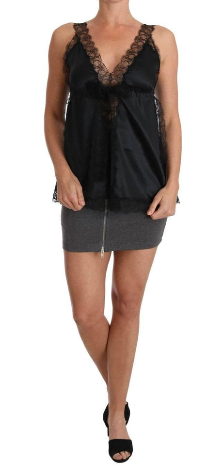 Dolce & Gabbana Lingerie Cami Black Lace Silk Stretch - Hilstor