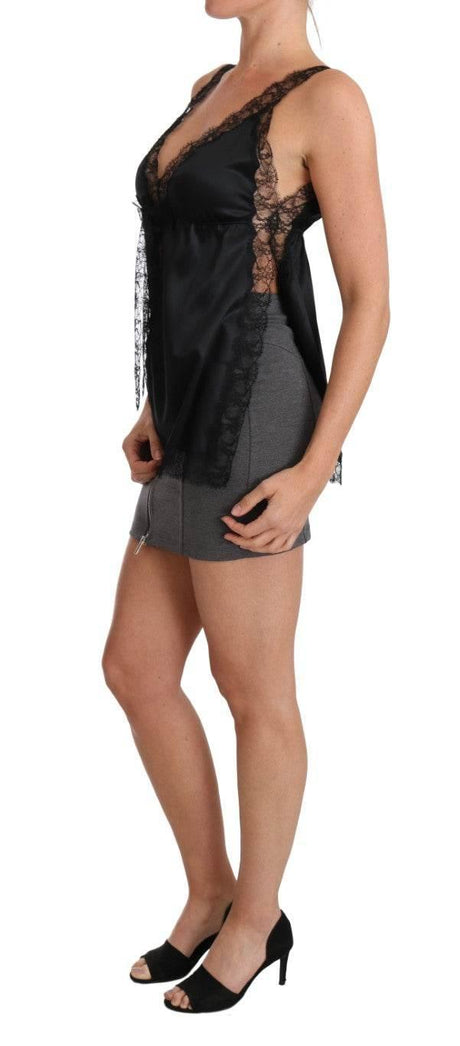 Dolce & Gabbana Lingerie Cami Black Lace Silk Stretch - Hilstor